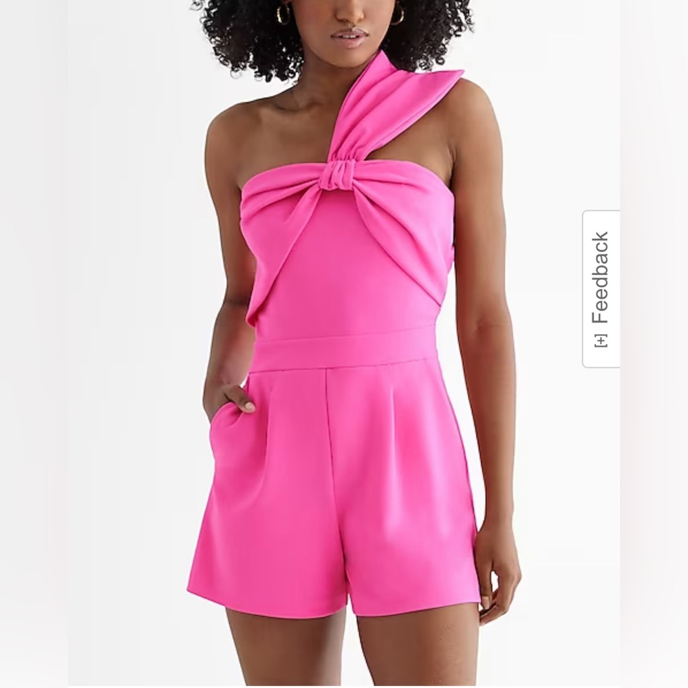 One Shoulder Sleeveless Bow Romper - Express